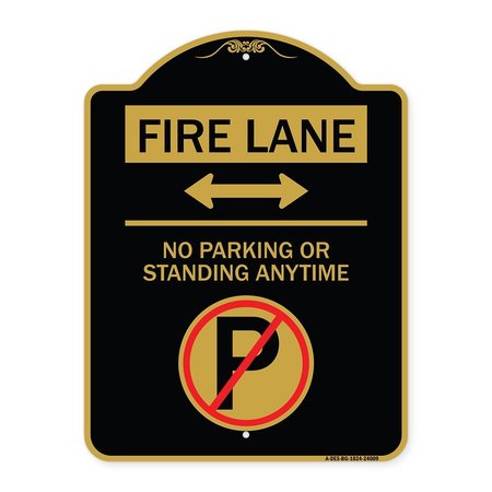 SIGNMISSION Fire Lane No Parking or Standing Anytime Aluminum Sign, 18" x 24", BG-1824-24009 A-DES-BG-1824-24009